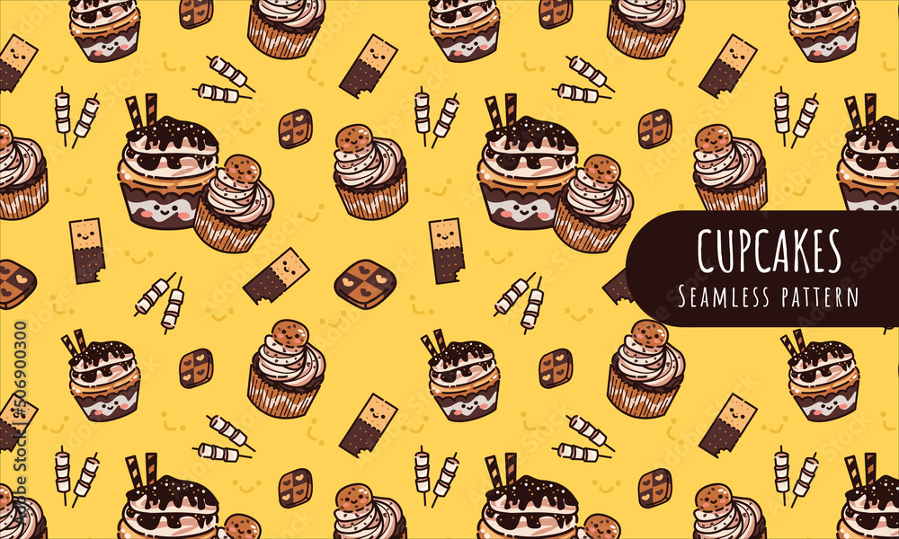 Cupcakes Seamless pattern