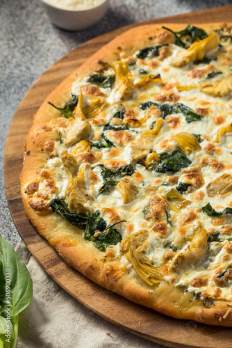 Homemade Italian Artichoke Spinach Pizza