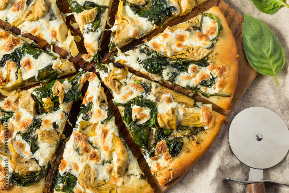 Homemade Italian Artichoke Spinach Pizza