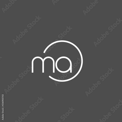 Letter MA logo monogram with circles line style, simple but elegant logo design