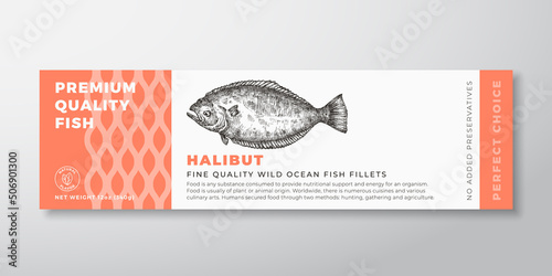 Premium Quality Seabass Vector Packaging Label Design Modern Typography and Hand Drawn Fish Silhouette Seafood Product Background Layout
