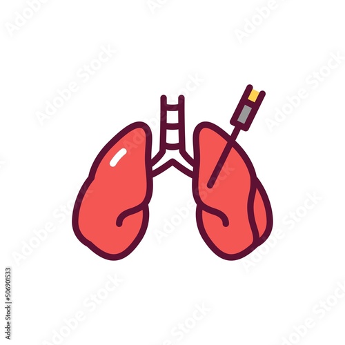Biopsy lung line icon. Isolated vector element.