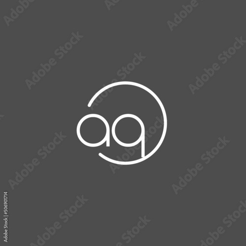 Letter AQ logo monogram with circles line style, simple but elegant logo design