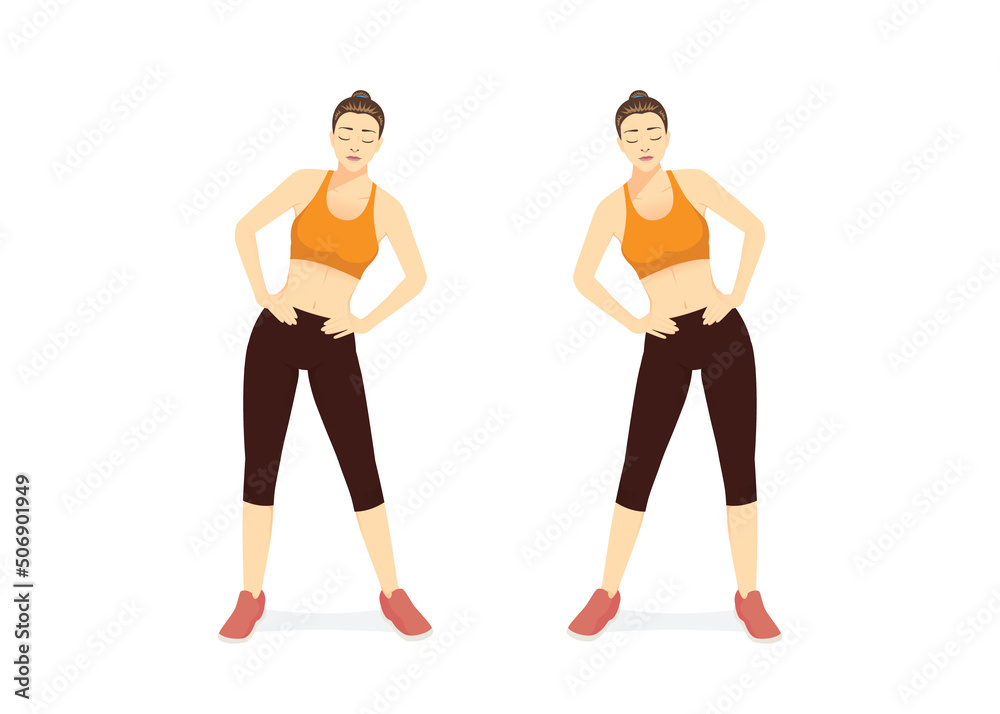 Sportswomen do Hip Circles Exercise in right and left sides. Illustration about workout diagram for warm up and cool down for muscles stretch. waist, belly, Abdominal. Sportswomen do Hip Circles Exercise in right and left sides. Illustration about workout diagram for warm up and cool down for muscles stretch. waist, belly, Abdominal.