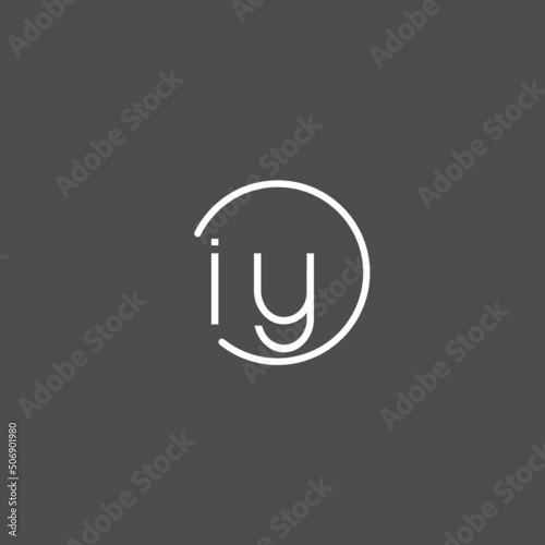 Letter IY logo monogram with circles line style, simple but elegant logo design photo