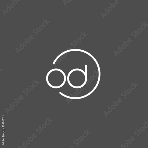 Letter OD logo monogram with circles line style, simple but elegant logo design