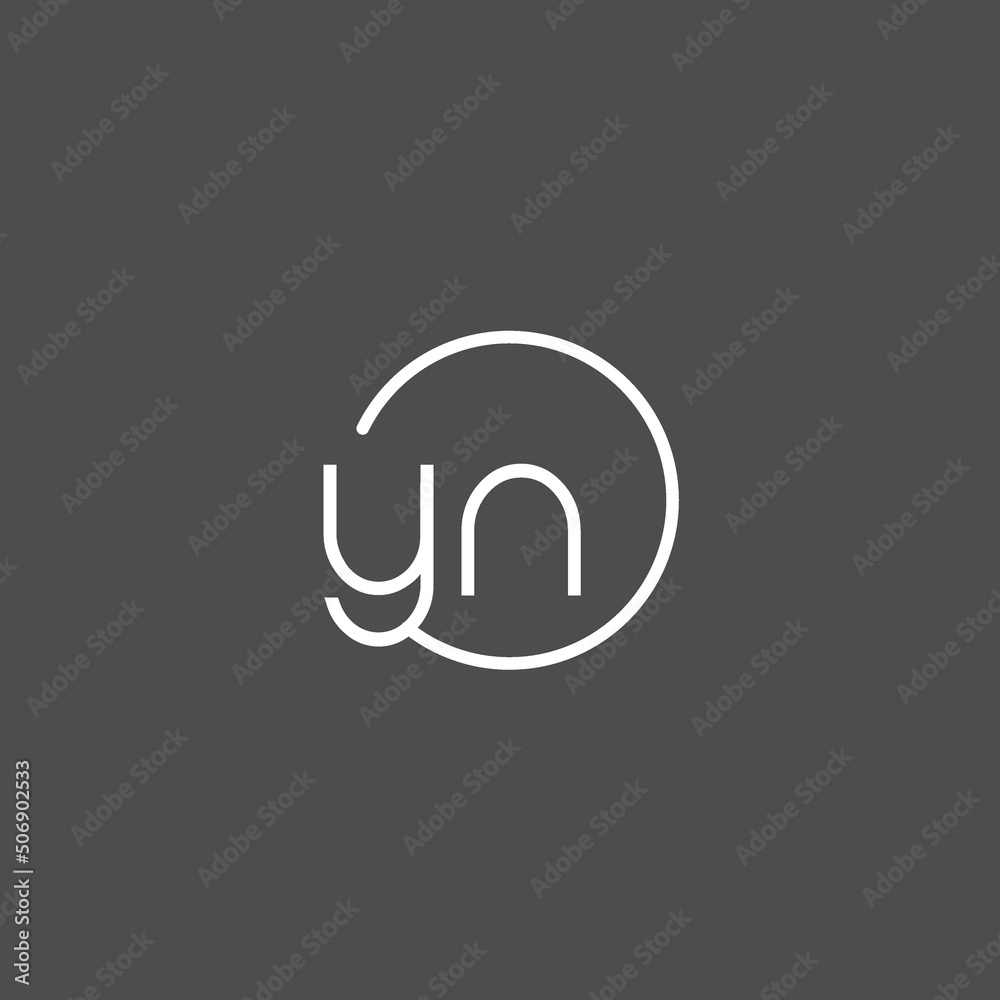 Letter YN logo monogram with circles line style, simple but elegant logo design - obrazy, fototapety, plakaty 