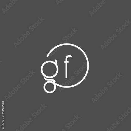 Letter GF logo monogram with circles line style, simple but elegant logo design