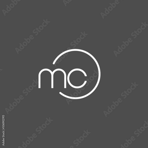 Letter MC logo monogram with circles line style, simple but elegant logo design