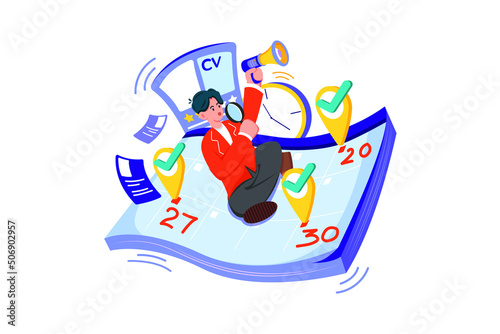 Hiring Schedule Illustration concept. Flat illustration isolated on white background.