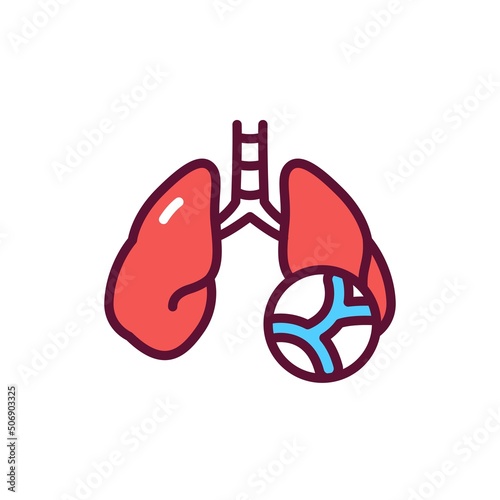 Pulmonary hypertension line icon. Isolated vector element.