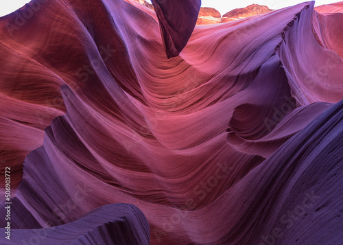 Lower Antelope Canyon from the inside, curved colorful sandstone rocks, Arizona, USA