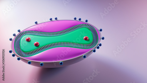3D Illustration showing the Cell Structure of the Monkeypox Virus. 3D Render with Copy-Space. photo