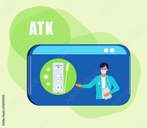 Antigen test kit (ATK) flyer. Vector illustration isolated on white.