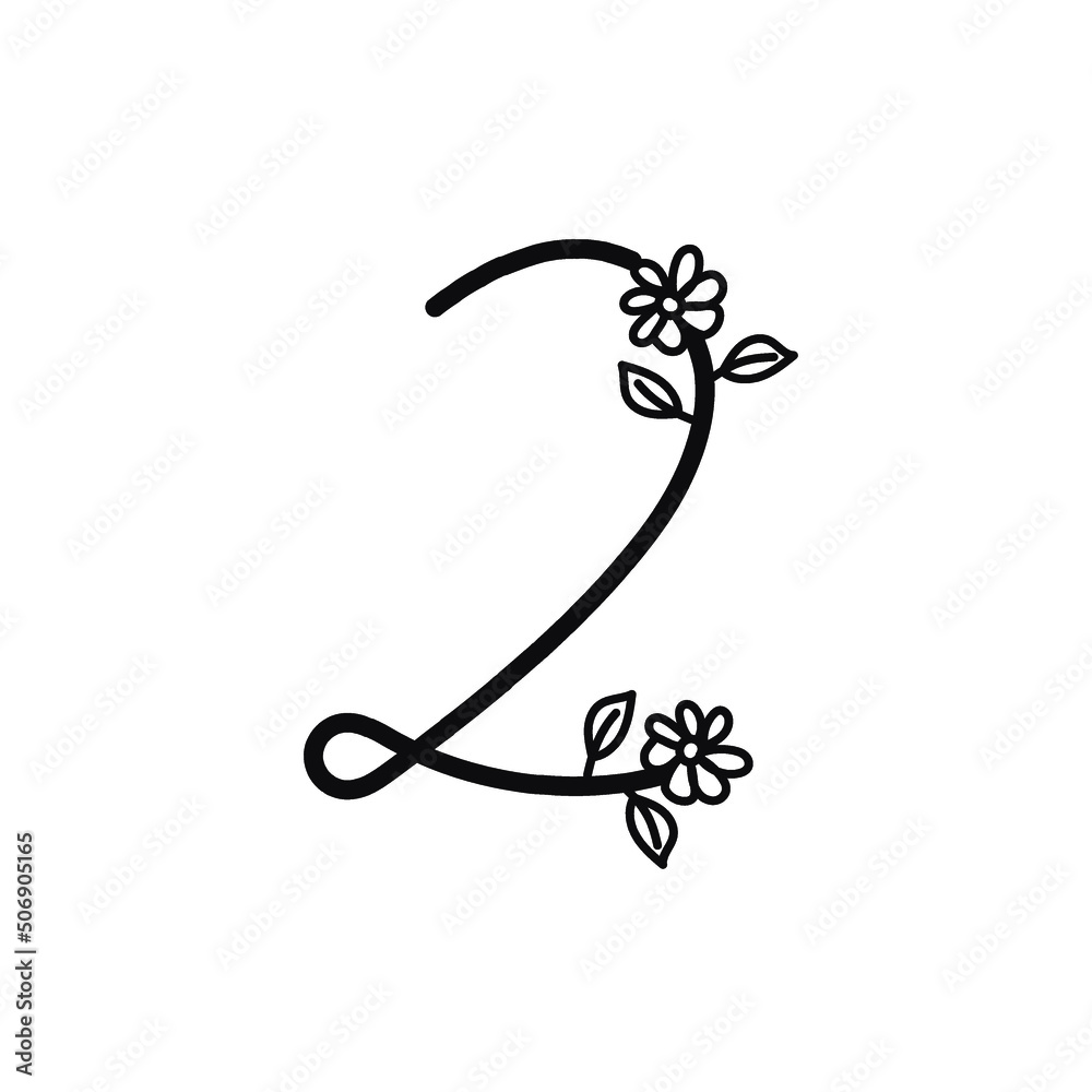 Obraz premium number icon floral for birthday