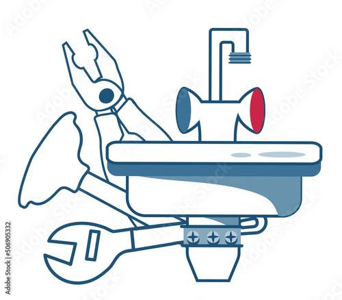 Plumbing emblem or logo element. Design element for plumber services.