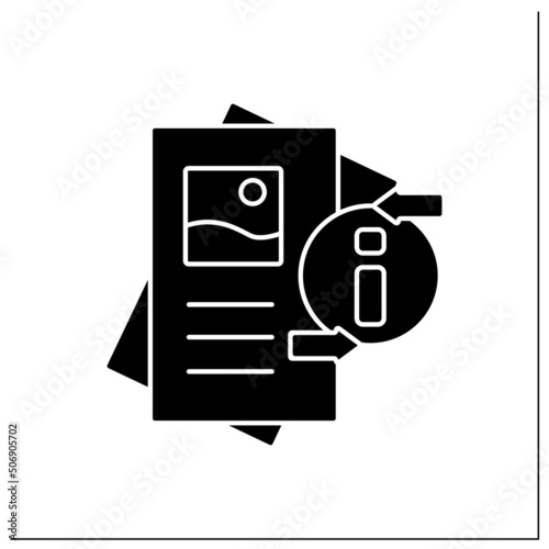 Flyer glyph icon. Paper advertisement.Draw attention to event, service, product or idea. Pamphlet.New media concept.Filled flat sign. Isolated silhouette vector illustration