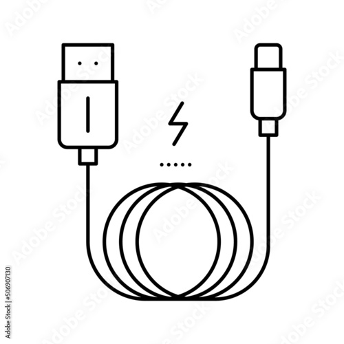 charging cable line icon vector illustration