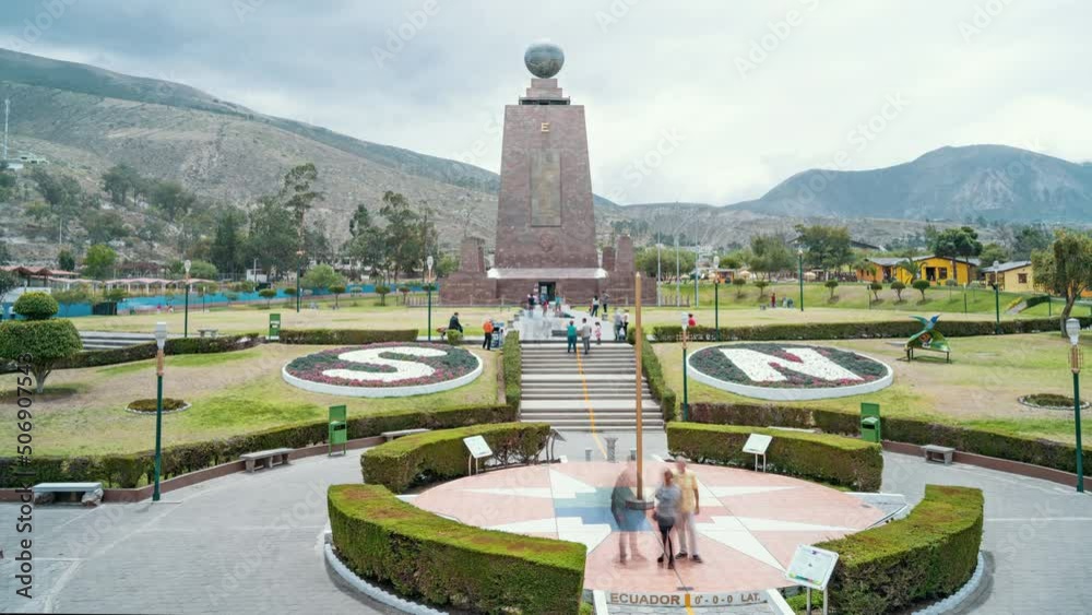 4K Timelapse Sequence of Quito, Ecuador - The Mitad del Mundo site in the Ecaudorian capital during a cloudy day