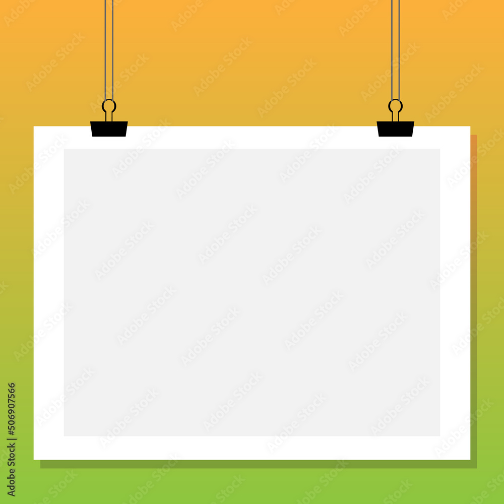 Paper poster with black frame on grey wall. Blank A4 format on the gray background. jpeg image jpg illustration Paper poster with black frame on grey wall. Blank A4 format on the gray background. jpeg image jpg illustration