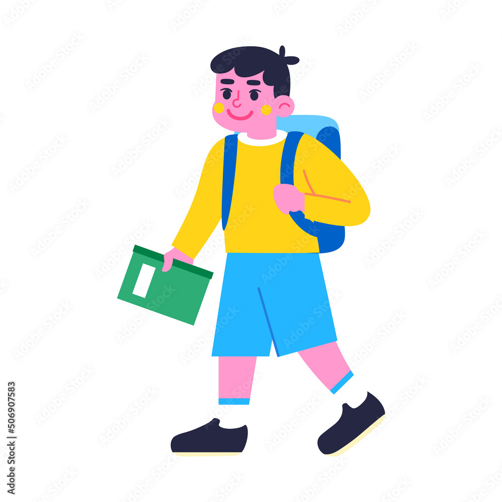 Happy boy character holding a book Back to school Vector illustration Happy boy character holding a book Back to school Vector illustration