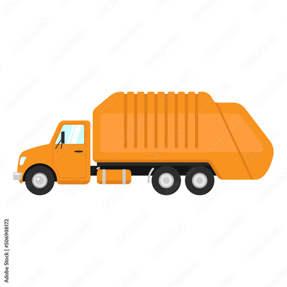 Fototapeta premium Garbage truck icon. Color silhouette. Side view. Vector simple flat graphic illustration. Isolated object on a white background. Isolate.