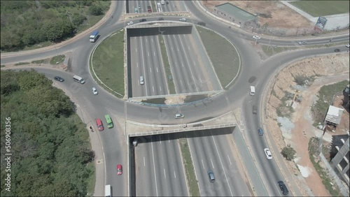 Aerial view of a highway in Africa, Ghana photo