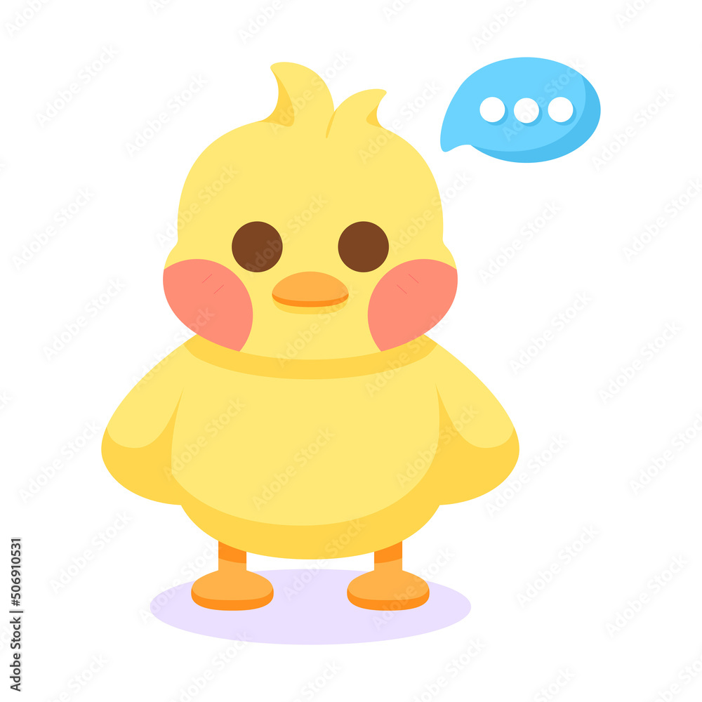 Isolated chick cartoon character with a bubble chat Vector illustration