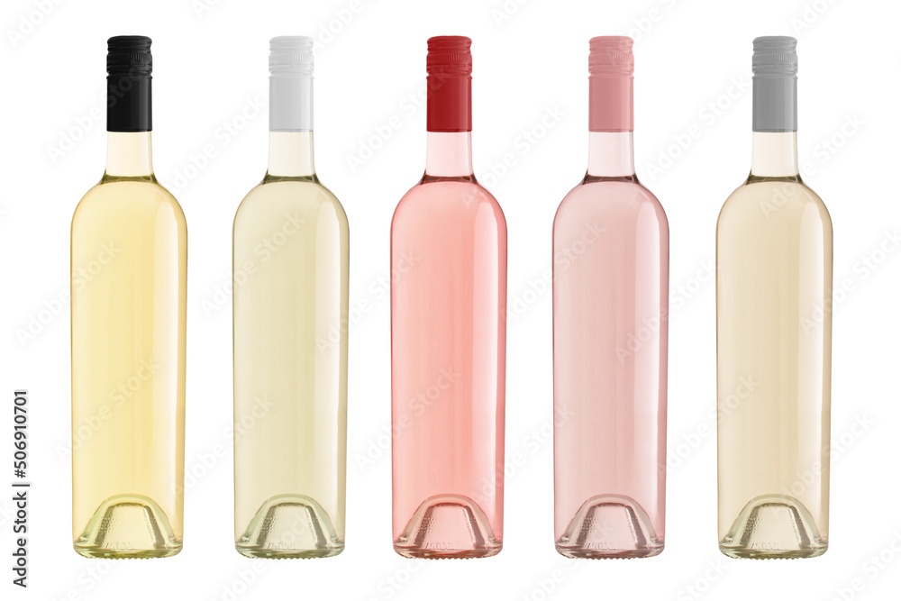 Set of wine bottles isolated on white background Set of wine bottles isolated on white background