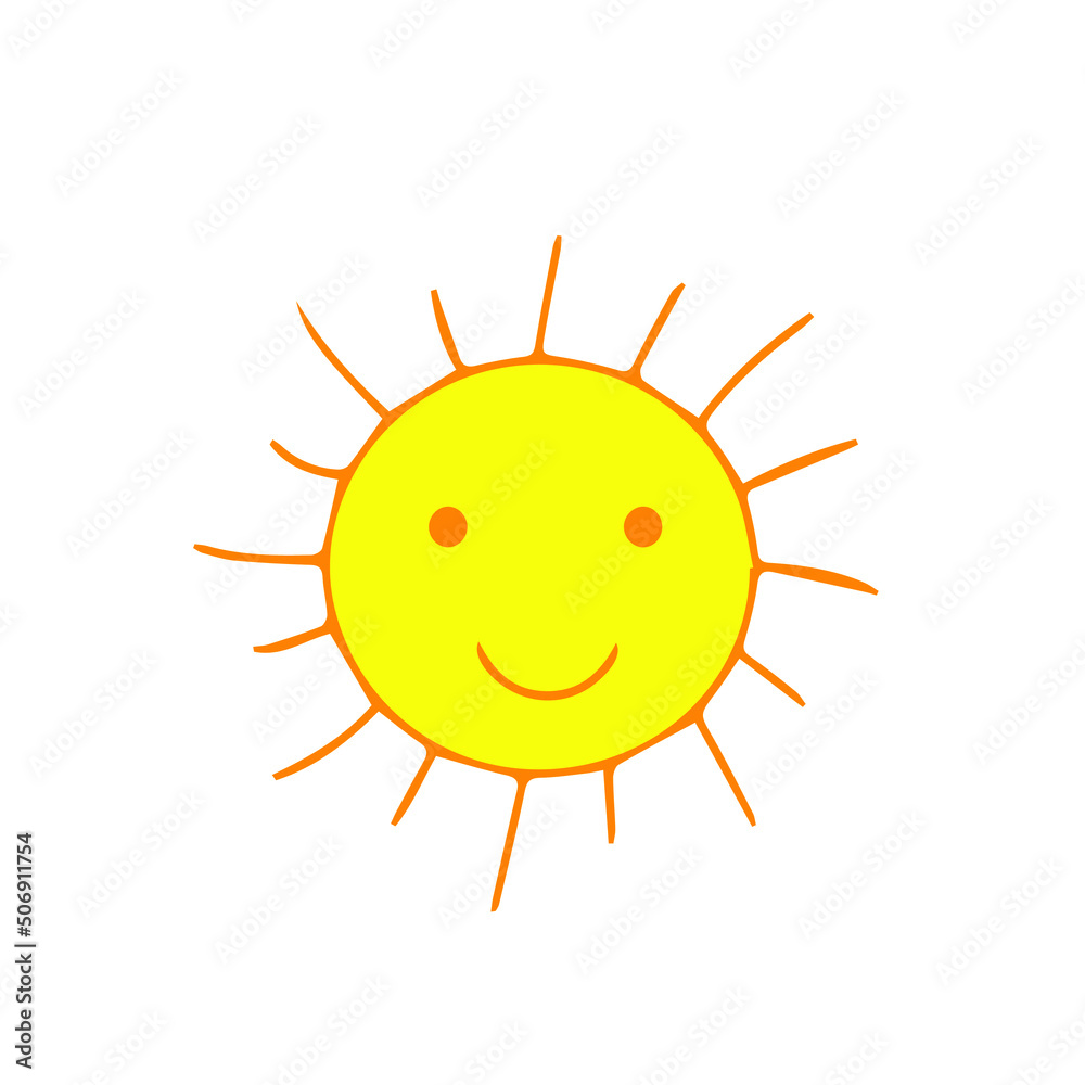 Smiley sun stock illustration on white background Smiley sun stock illustration on white background