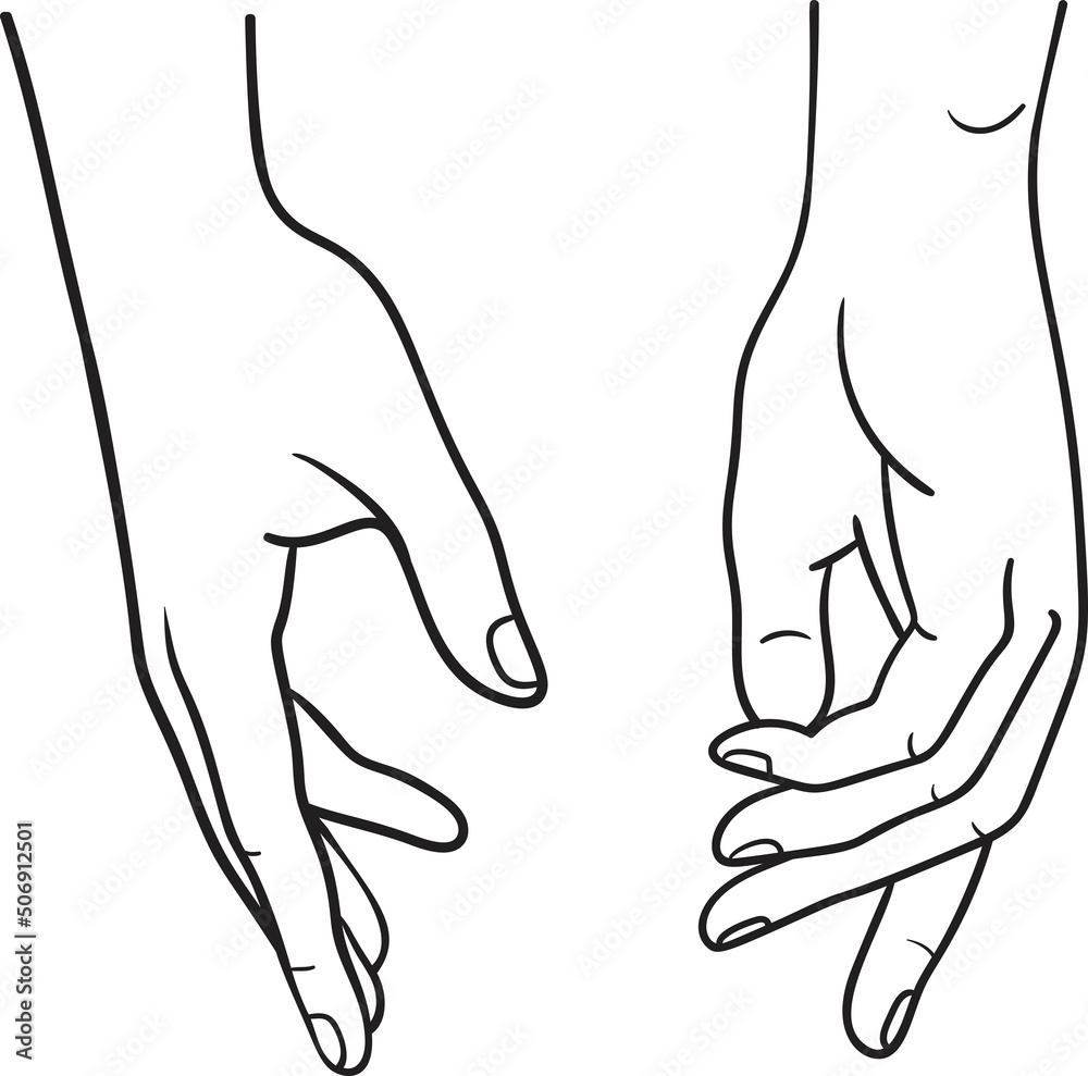 Human hand front and back view vector illustration, male female anatomy