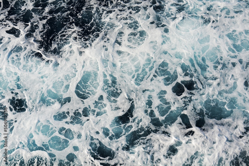 Fototapeta premium Huge waves in motion, sea, water splash background