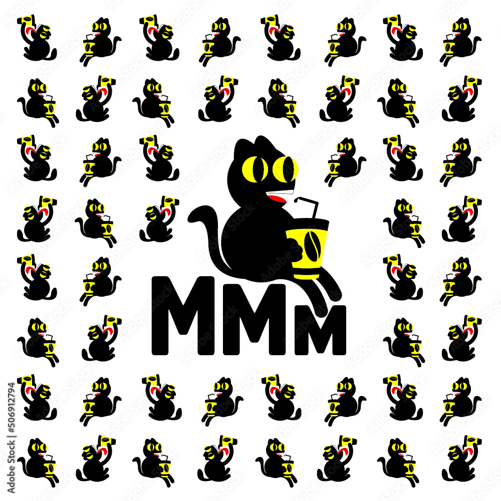 Obraz premium Funny cats, cats with cup of coffe used for logo