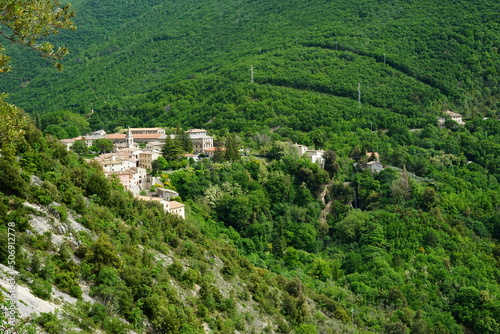 Pale village between the mountains, Foligno, Perugia, Umbria, Italy