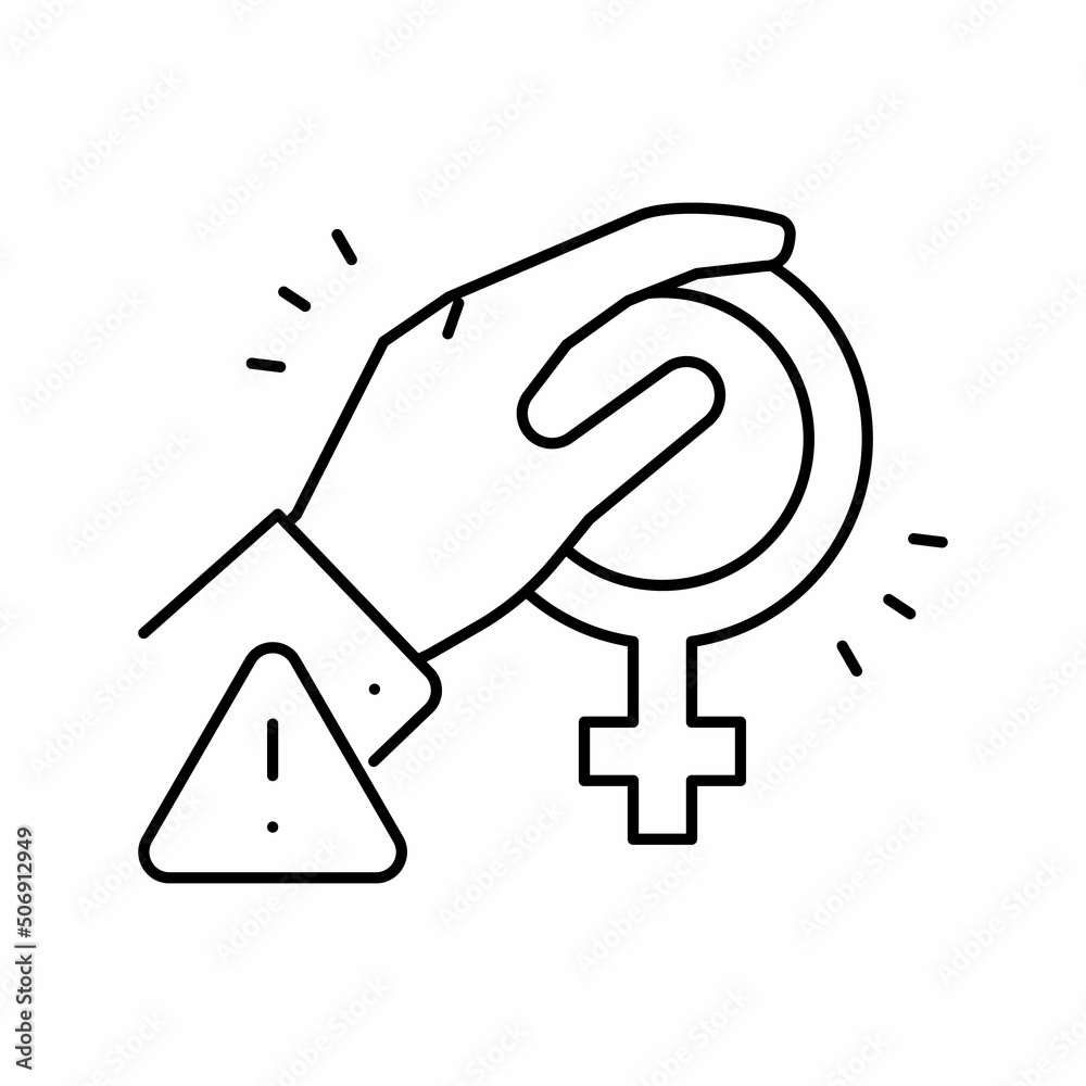 harassment female line icon vector illustration
