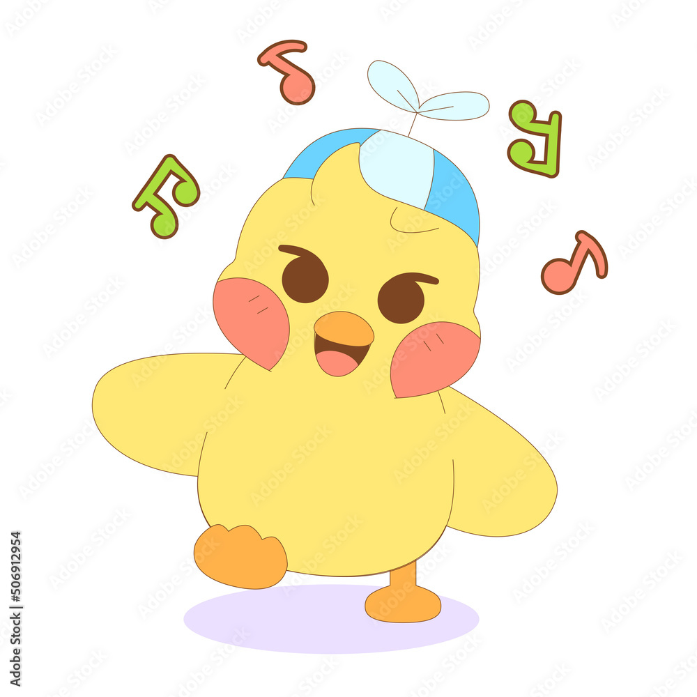 Fototapeta premium Isolated cute happy chick cartoon character Vector illustration