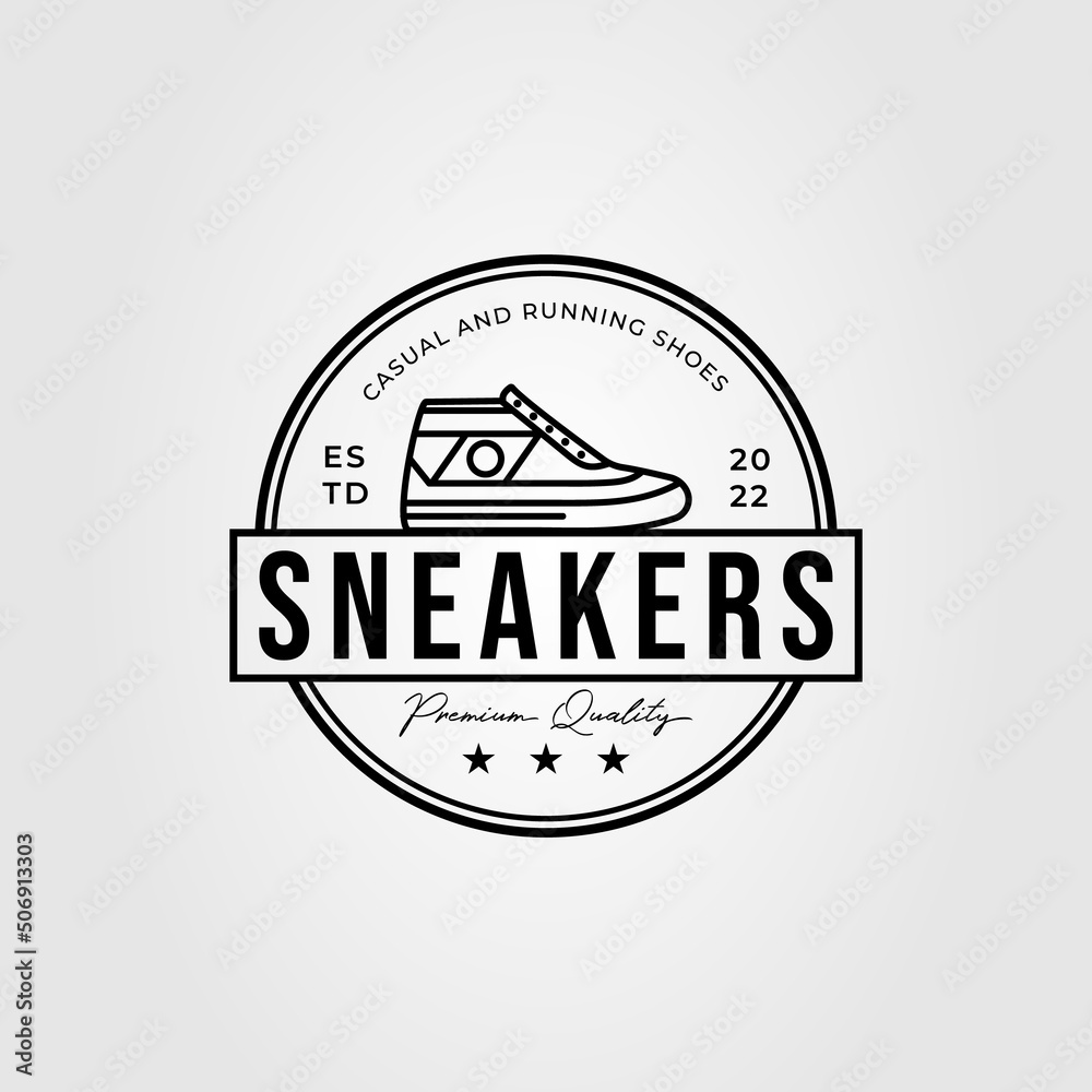 casual sneaker shoe badge logo vector illustration design