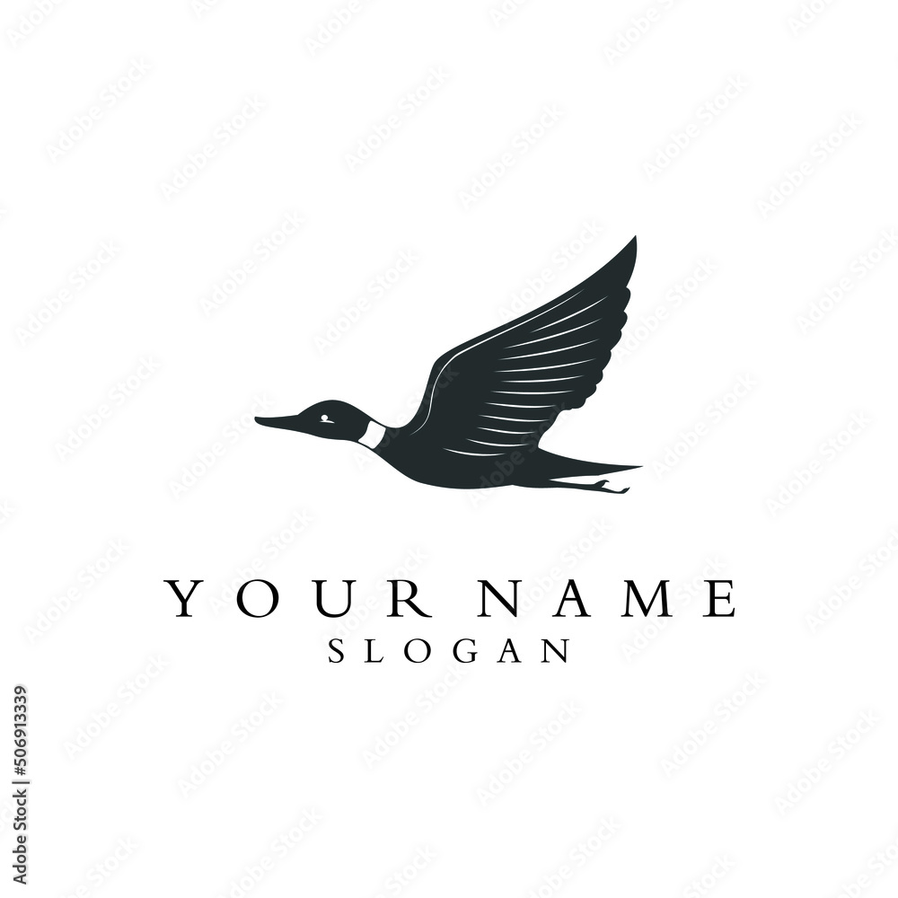 Obraz premium flying duck logo vector design