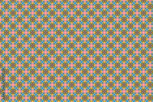 Colorfull abstract pattern that looks like flowers, created from a macro photography of fluids bubbles.