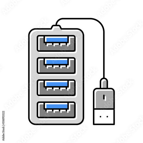 hub usb color icon vector illustration