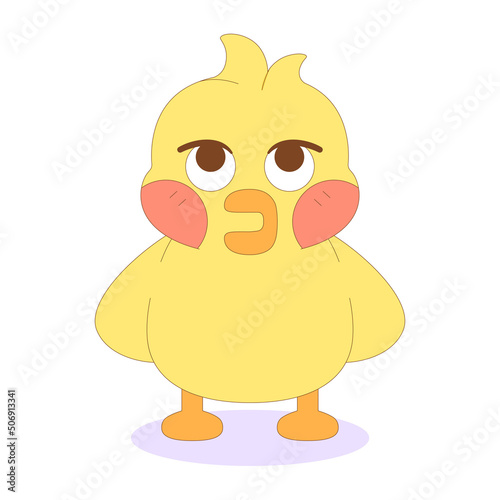 Isolated chick cartoon character doing a sigh expression Vector illustration