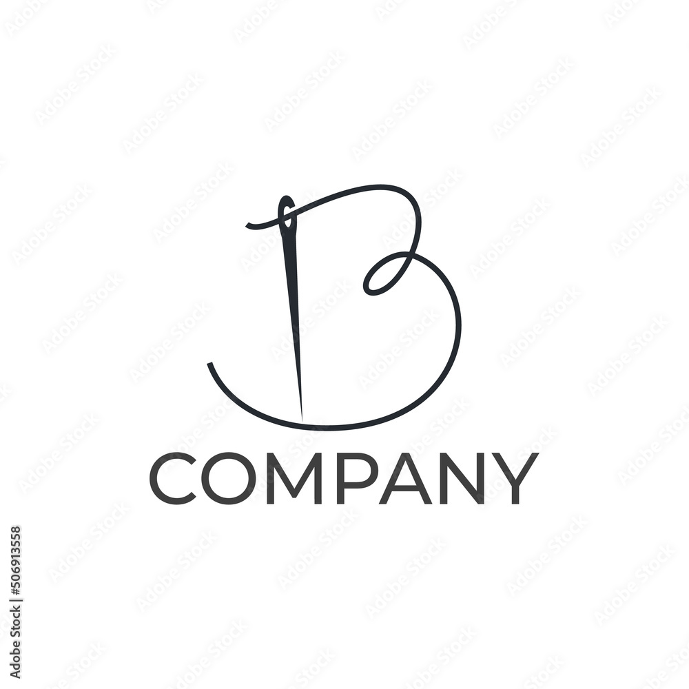 Abstract Initial B Tailor logo, thread and line style , Flat Logo Design Template, vector illustration