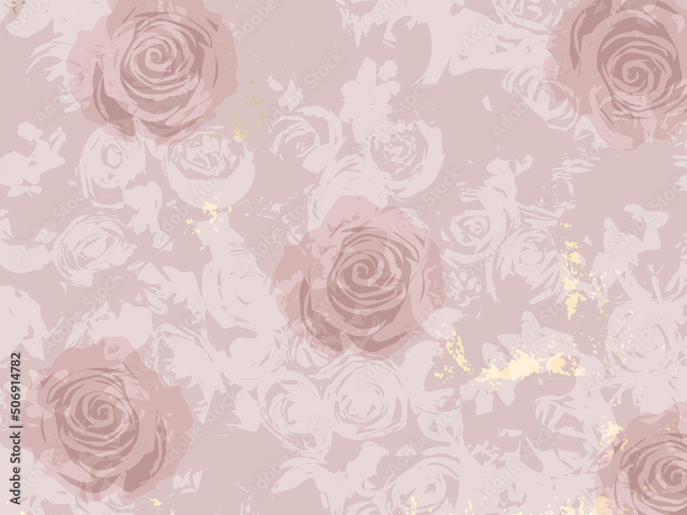 Rose botanical floral abstract motifs in blush pink 