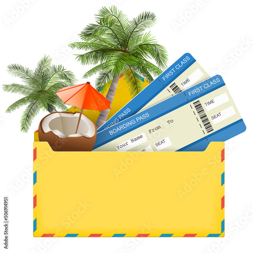 Vector Travel Concept with Envelope