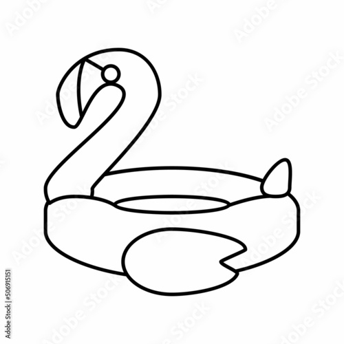 flamingo inflatable mattress line icon vector illustration