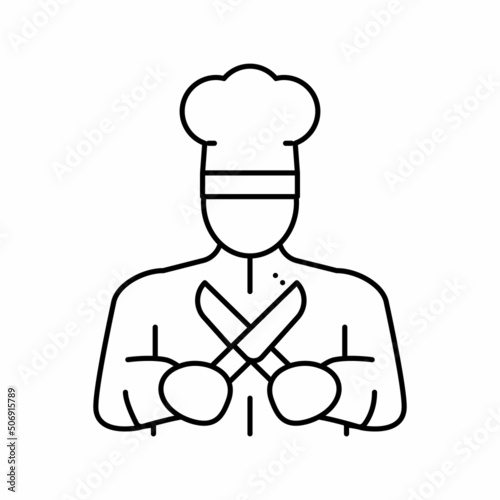 personal chef line icon vector illustration