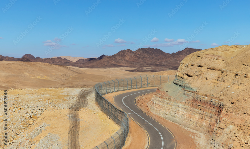 Beautiful road in the Arava desert Israel