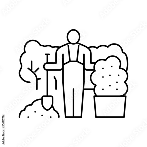 landscaper business line icon vector illustration