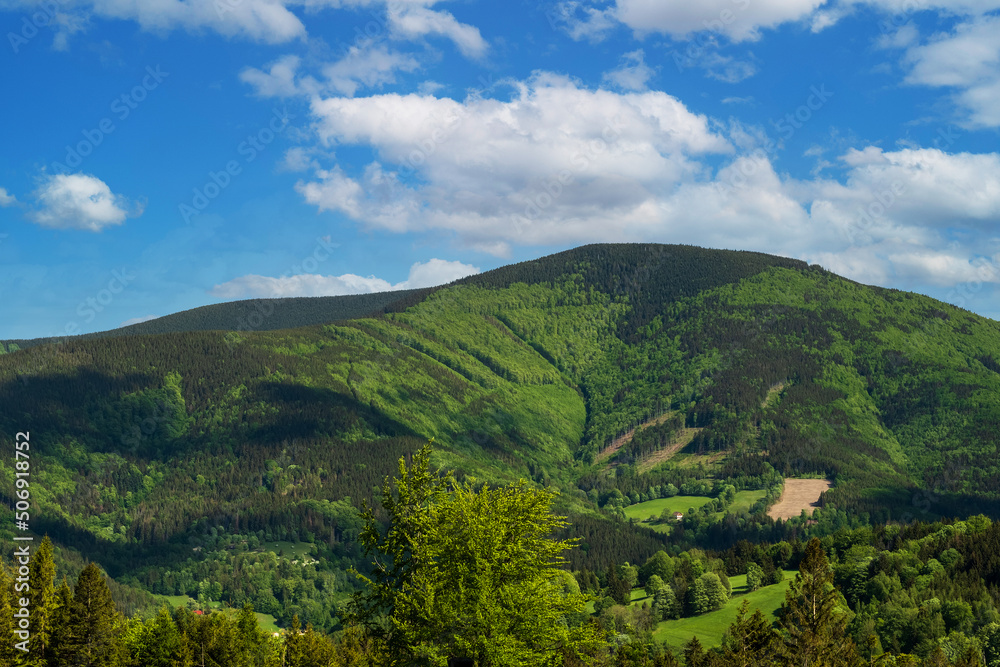Peak Travny in Beskydy mountains in Czech republic