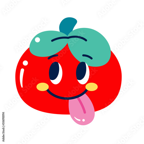 Isolated colored happy tomato emote Vector illustration